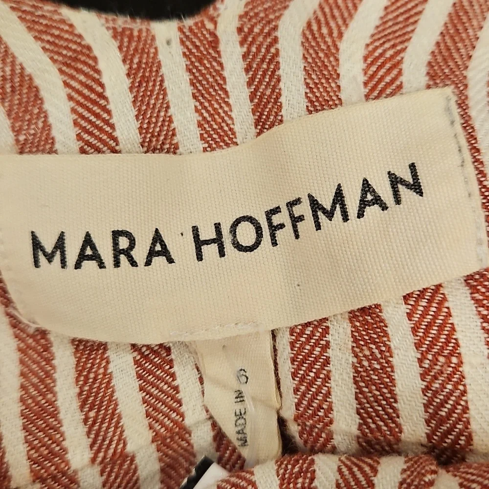 💕MARA HOFFMAN💕 Morgan Striped Linen Dress ~ Rust Stripe 6 NWOT - Picture 15 of 16